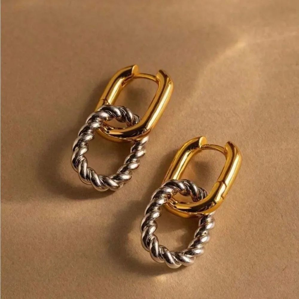 Gold and Silver Hoop Earrings Q418
